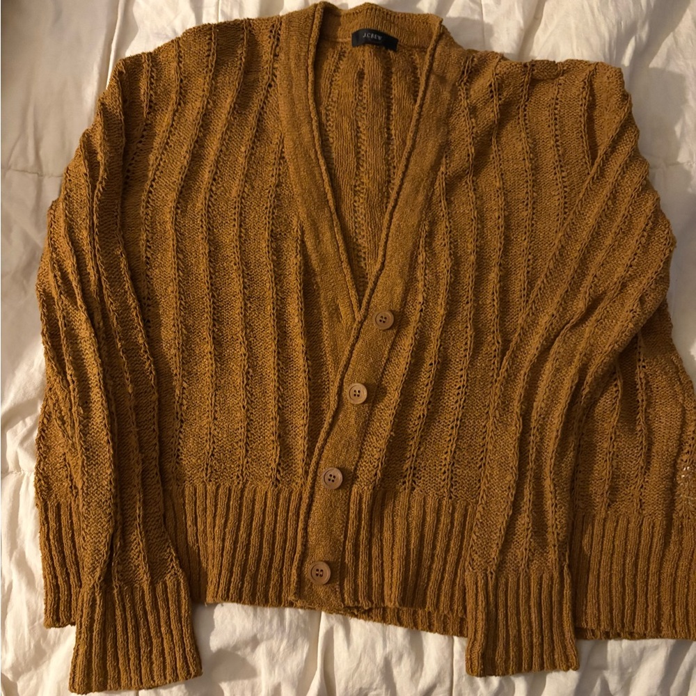 JCrew Mustard Cardigan Sweater